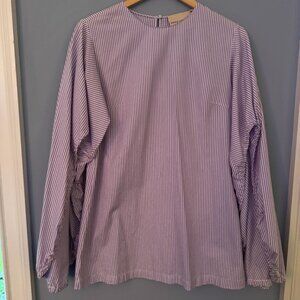 Striped Cotton Dress with Ballon Sleeves